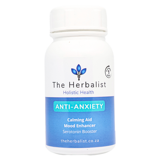 The Herbalist Anti-Anxiety supplement with calming aid, mood-enhancing, and serotonin-boosting benefits — natural anxiety relief support from South Africa