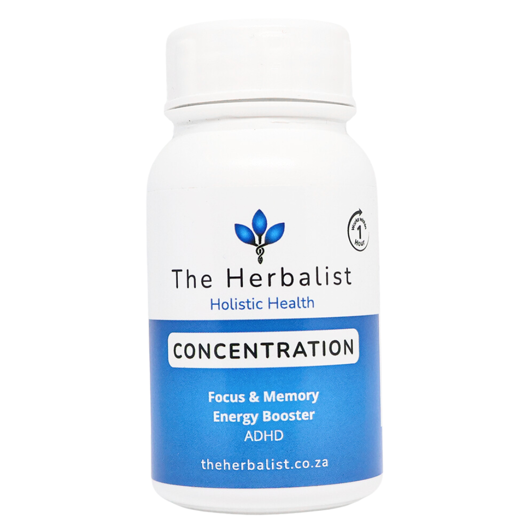 The Herbalist Concentration supplement – natural nootropic for ADHD, memory support, mental clarity, and energy boost, made in South Africa